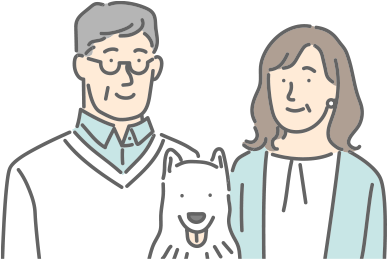 老夫婦と犬の画像