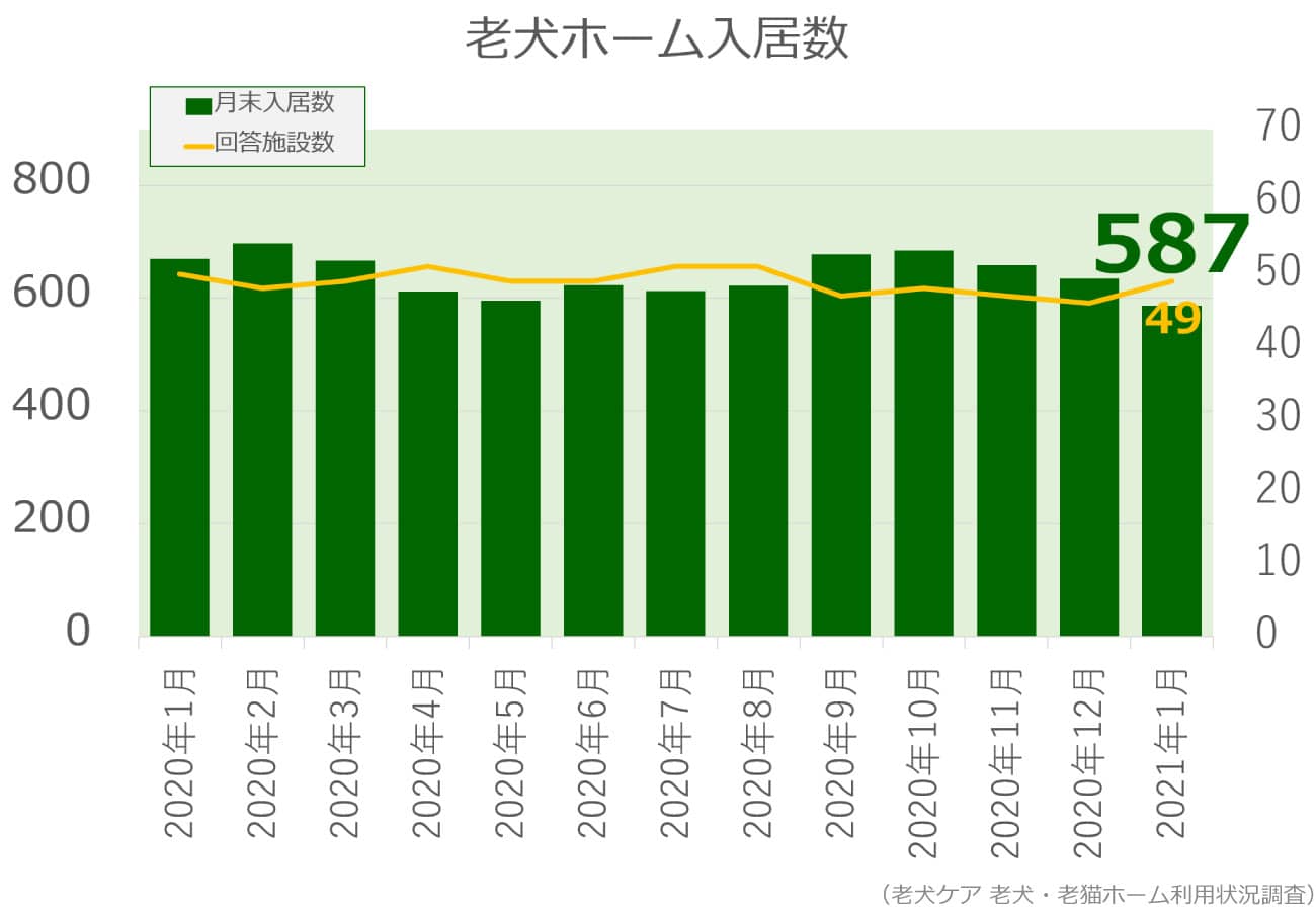 2021年1月分老犬ホーム入居数グラフ