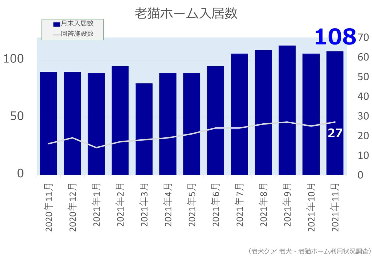 2021年11月分老猫ホーム入居数グラフ