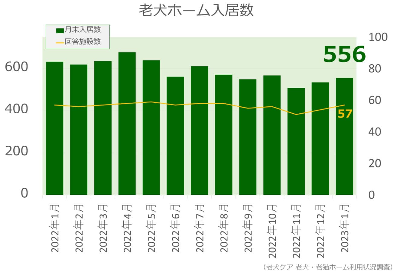 2023年1月分老犬ホーム入居数グラフ