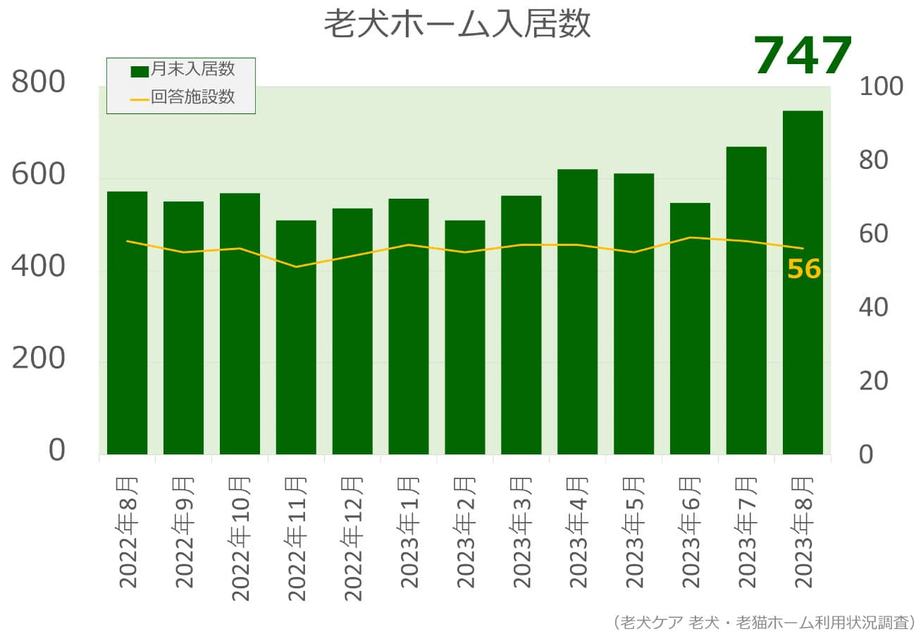 2023年8月分老犬ホーム入居数グラフ