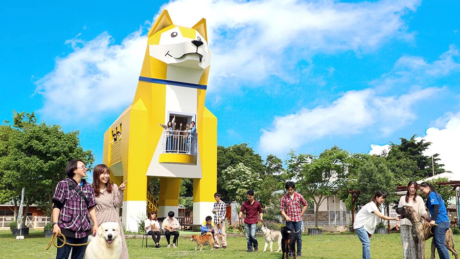 老犬＆老猫ホームひまわり_つくばわんわんランドもっくん像